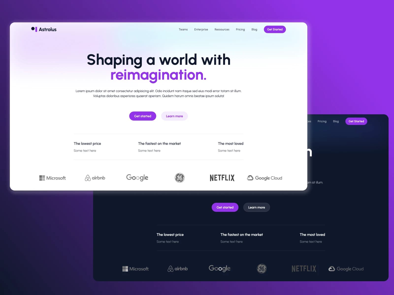 template tailwindcss gratuit astro landing page