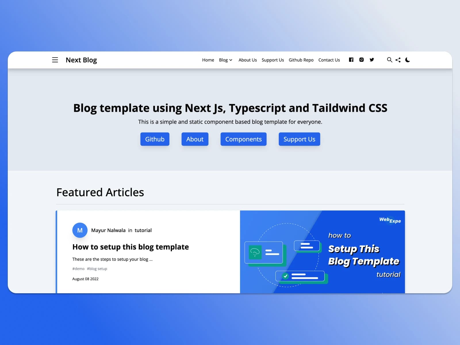 next blog template gratuit nextjs tailwindcss