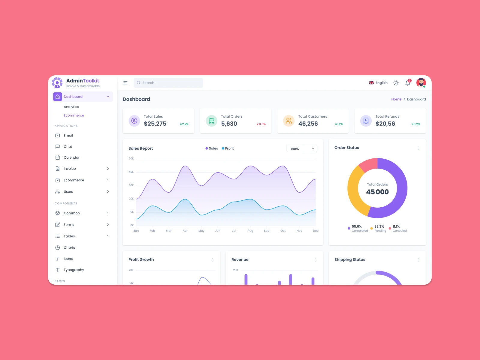 admintoolkit template dashboard tailwindcss gratuit