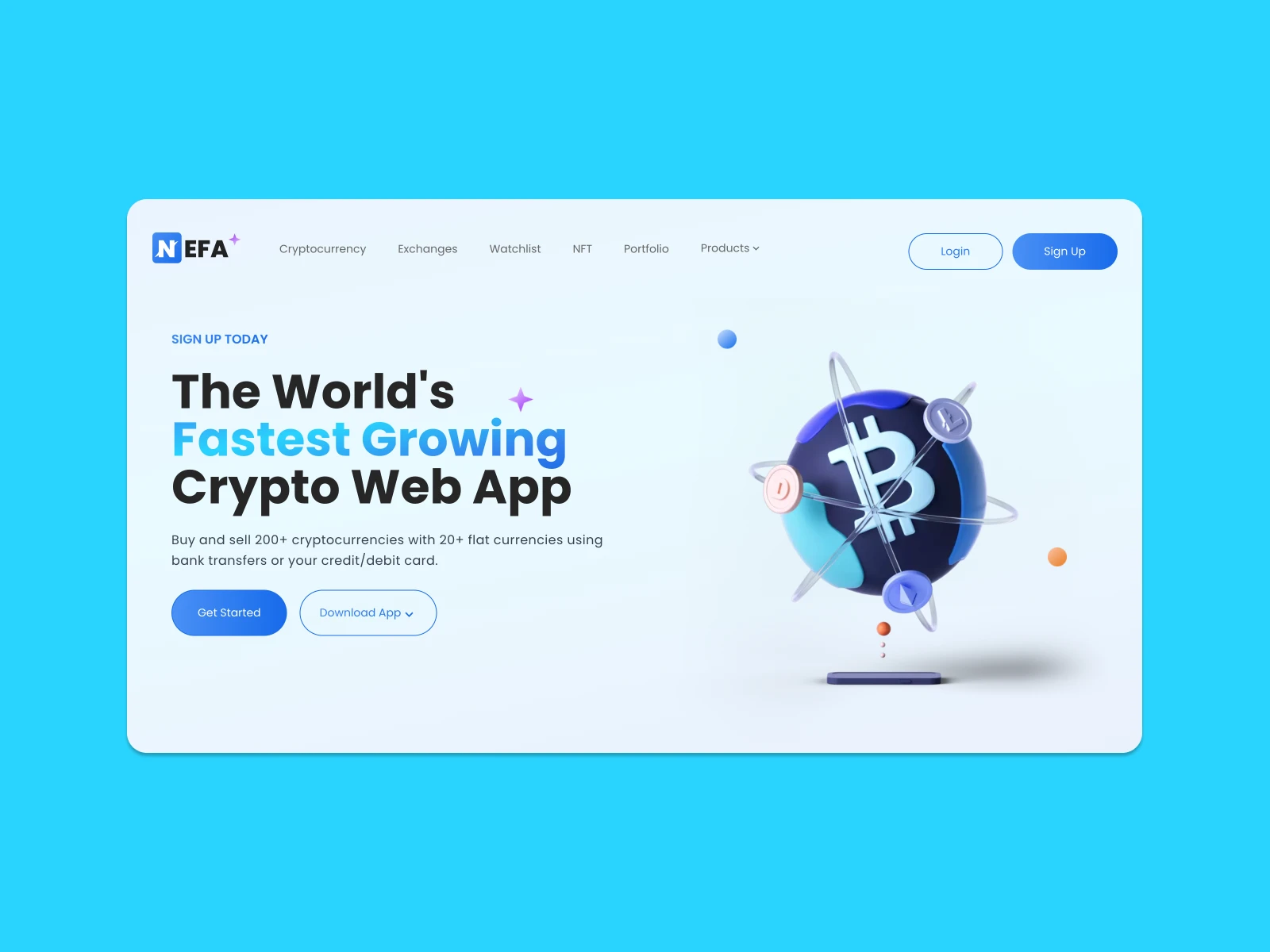 nefa page datterissage tailwindcss gratuit pour saas de crypto